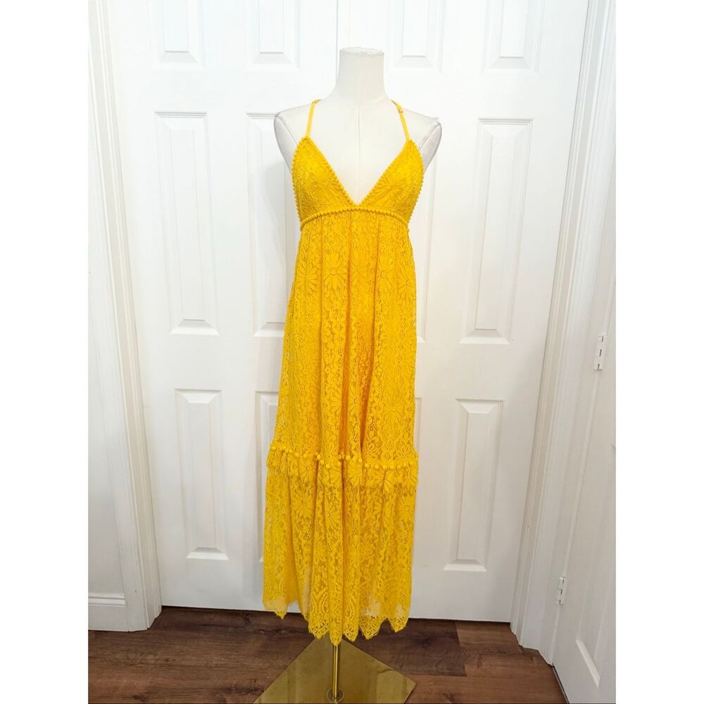 Saylor‎ Canary Yellow Danette Floral Daisy Sleeveless Lace Dress Size XS